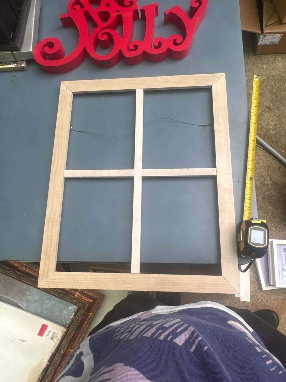 Rustic Light Wood 4-Pane Window Frame Wall Decor, 12x16